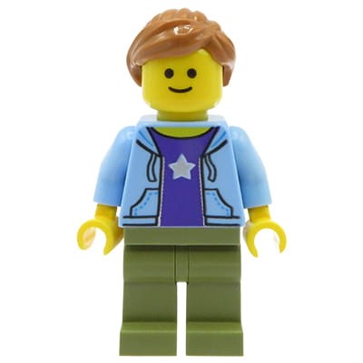 Minifigurka LEGO City kobieta / mama w bluzie z kapturem, koszulce z gwiazdą i włosami z kucykiem