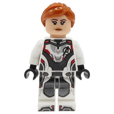 Minifigurka LEGO Marvel Avengers - Czarna Wdowa w białym kombinezonie z nadrukiem