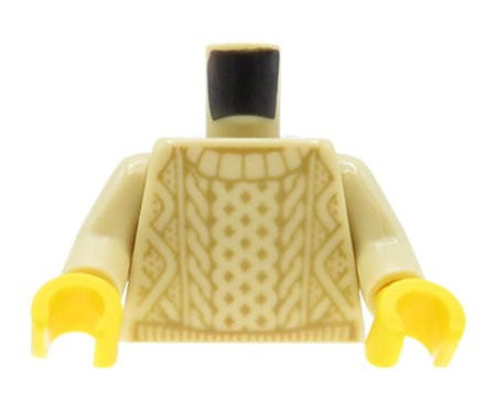 LEGO tors figurki - beżowy sweter robiony na drutach