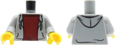Tors figurki LEGO szara rozpięta bluza z kapturem, bordowa koszulka