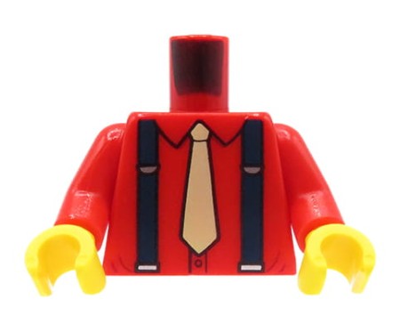 LEGO tors figurki - czerwona koszula z krawatem, szelki