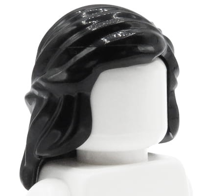 Włosy figurki LEGO damskie, czarne, długie z upiętym warkoczykiem