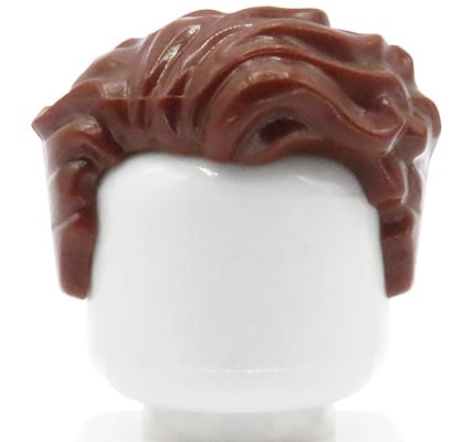 Włosy figurki LEGO męskie, brązowe, zaczesane na bok, lekko falowane