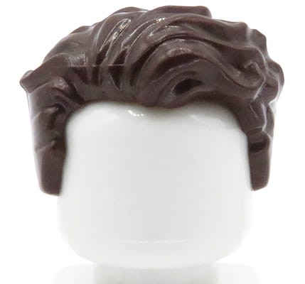 Włosy figurki LEGO męskie, ciemne brązowe, zaczesane na bok, falowane