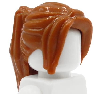 Włosy figurki LEGO damskie, rude / ciemne pomarańczowe, długie, upięte w kucyk