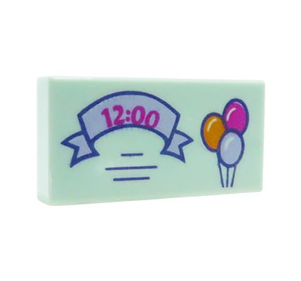 LEGO zaproszenie - płytka 1x2 w kolorze light aqua z nadrukiem balonów