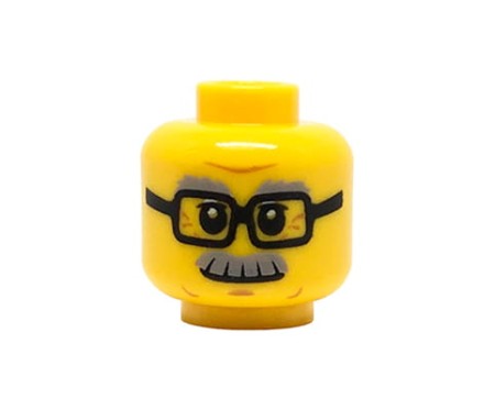 LEGO głowa / główka figurki - żółta, mężczyzna, okulary, wąsy