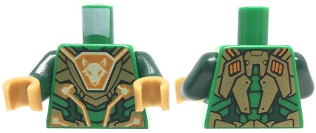Tors figurki LEGO Nexo Knights zielona zbroja z żółtą głową lisa.