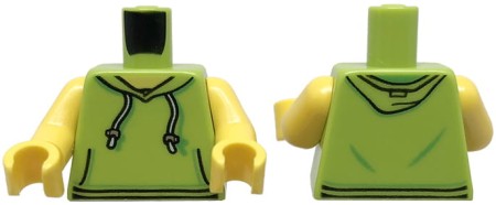 Tors figurki LEGO limonkowa bluza z kapturem, bez rękawów.