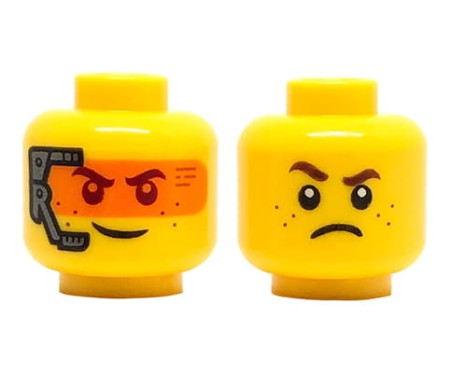 LEGO głowa / główka figurki - mężczyzna, dwustronna, zestaw słuchawkowy i wyświetlacz