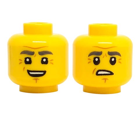 Zum Produkt LEGO Minifigurenkopf - Mann, Falten, doppelseitig