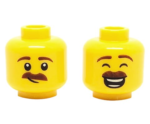 Przejdź do produktu LEGO głowa / główka figurki - mężczyzna, dwustronna, wąsy