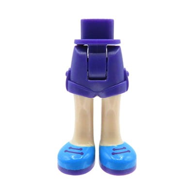 LEGO Friends nogi / nóżki figurki - fioletowe krótkie spodenki, niebieskie buty