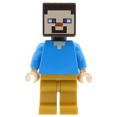 Mini figurka LEGO Minecraft Steve ze złotymi nogami