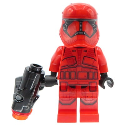 Minifigurka LEGO Star Wars Sith Trooper w czerwonym kombinezonie, hełmie, z blasterem
