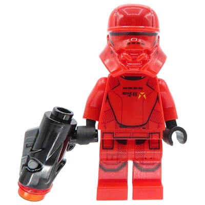 Mini figurka LEGO Star Wars Sith Jet Trooper w czerwonym kombinezonie i hełmie, z balsterem i plecakiem