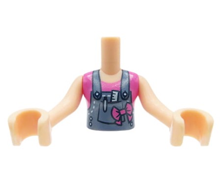 Tors figurki LEGO Friends dżinsowe ogrodniczki z kieszonką, ciemnoróżowy top