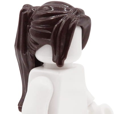 Włosy figurki LEGO damskie, ciemne brązowe, długie, upięte w kucyk
