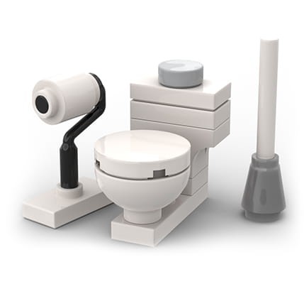 Łazienka / Toaleta: sedes WC, papier, szczotka - mały zestaw z LEGO