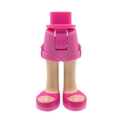 Nogi figurki LEGO Friends krótkie spodenki w kolorze ciemnym różowym, różowe sandały