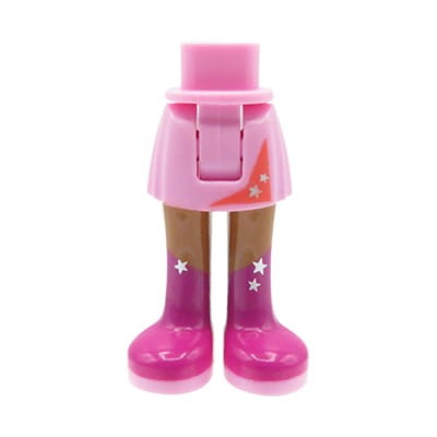 Nogi figurki LEGO Friends spódnica jasna różowa i magenta kozaki z gwiazdkami