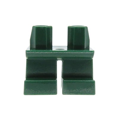 Nogi / spodnie figurki LEGO w kolorze ciemnym zielonym, jednolite, krótkie