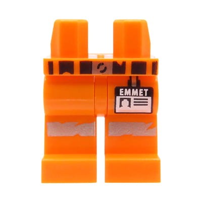 Nogi / spodnie od figurki LEGO Emmet - pomarańczowe z identyfikatorem