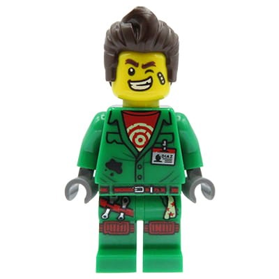 Minifigurka LEGO mężczyzna mechanik / woźny / kaskader Douglas Elton (El Fuego) w kombinezonie