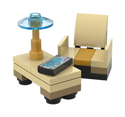 Meble / Mebelki : fotel + stolik - mały zestaw z LEGO