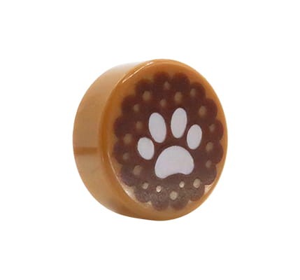 LEGO ciastko dla psa lub kota - okrągłe, brązowe, z łapką