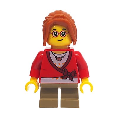 LEGO City Minifigure - Girl with glasses, in red sweater with a bow
Mini figurka LEGO - dziewczynka w okularach, w czerwonym swetrze z kokardą