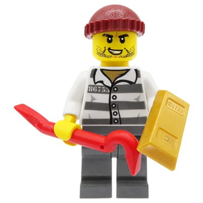 Przejdź do produktu LEGO City - figurka Mężczyzna Złodziej / Więzień/ Rabuś  w czapce