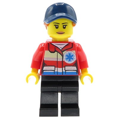 LEGO City Minifigure - Female medic in dark blue hat / Mini figurka - kobieta - ratownik medyczny w ciemnoniebieskiej czapce
