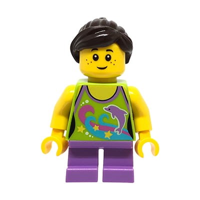 LEGO City Minifigure - Girl in a halter top with a dolphin / Mini figurka - dziewczynka  w koszulce bez rękawów, z delfinem.