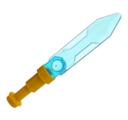 Accéder au produit Épée LEGO avec poignée dorée - bleu clair transparent