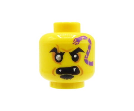 LEGO głowa / główka figurki - mężczyzna, kły, tatuaż z wężem
