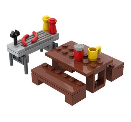 Stół piknikowy z ławkami + grill - mały zestaw z LEGO