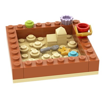 Plac zabaw: Piaskownica z akcesoriami - mały zestaw z klocków LEGO