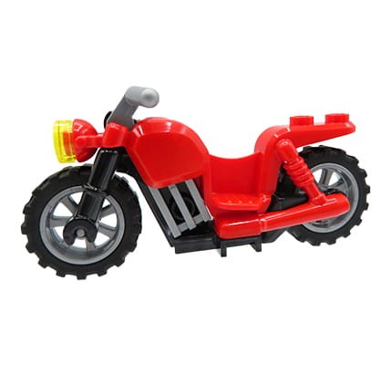 LEGO motor / motocykl chopper - czerwony, szare koła