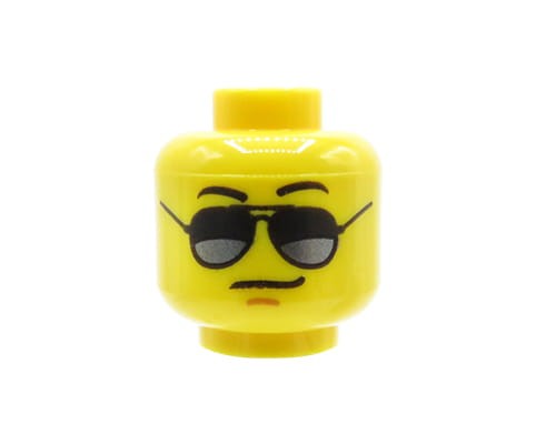 Zum Produkt Kopf einer LEGO Minifigur – Mann, Sonnenbrille