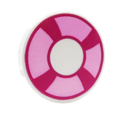 LEGO koło ratunkowe - biało-różowe - płytka okrągła 2x2 z nadrukiem