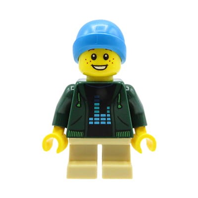 LEGO City mini figurka chłopiec w bluzie i zimowej czapce