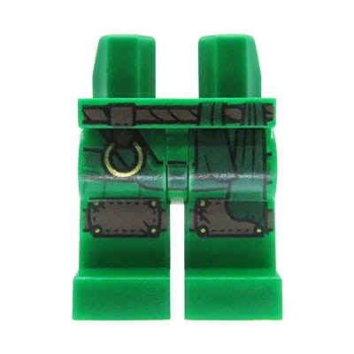 LEGO nogi / nóżki figurki - zielone spodnie z nakolannikami i zawieszką