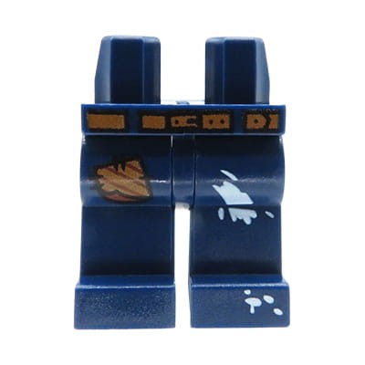 LEGO nogi / nóżki figurki - granatowe spodnie z łatą i plamami farby