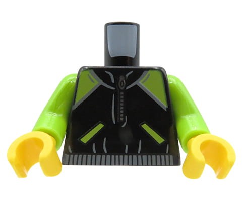 Zum Produkt LEGO Minifiguren-Torso – schwarze und limettengrüne Jacke/Sweatshirt