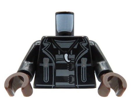LEGO tors figurki - czarna kurtka z zamkami, naszyjnik z pazurem