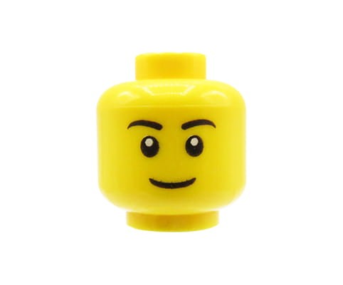 Zum Produkt Kopf einer LEGO Minifigur – Mann, Lächeln