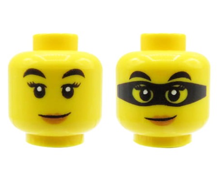 LEGO głowa / główka figurki - kobieta, dwustronna, maska na oczach
