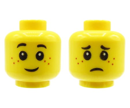 LEGO głowa / główka figurki - dziecko, dwustronna, piegi