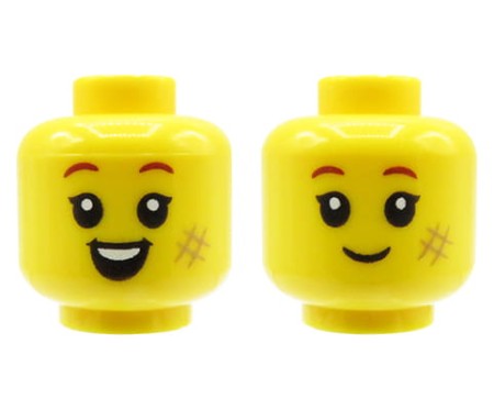 LEGO głowa / główka figurki - dziecko, dwustronna, zadrapanie